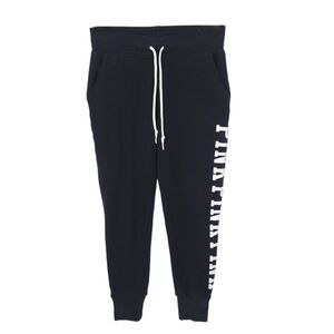 Victoria's Secret Pink Pants Womens XS Sweat Joggers Logo Knit Black Pull On